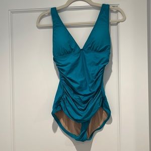 JCrew Ruched V-neck one-piece